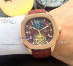 Perfect Replica Patek Philippe Nautilus Rose Gold Red Rubber Band Watch